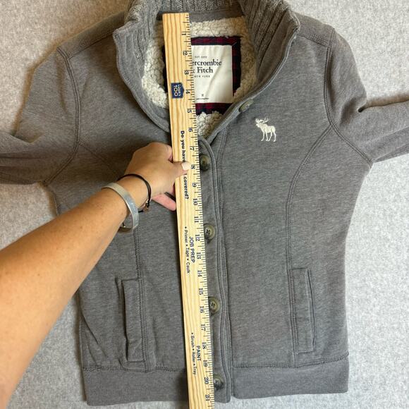 Abercrombie Sherpa Lined Jacket Womens Cozy Indie Sleaze Moose Y2K 90s Retro - Picture 8 of 13